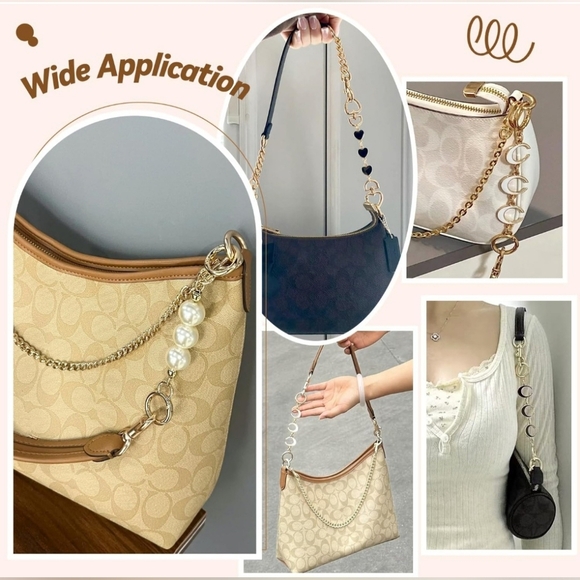 5Pcs White and Black Bag Extenders In Gold Chains with Pearls. New In Box - Picture 6 of 7